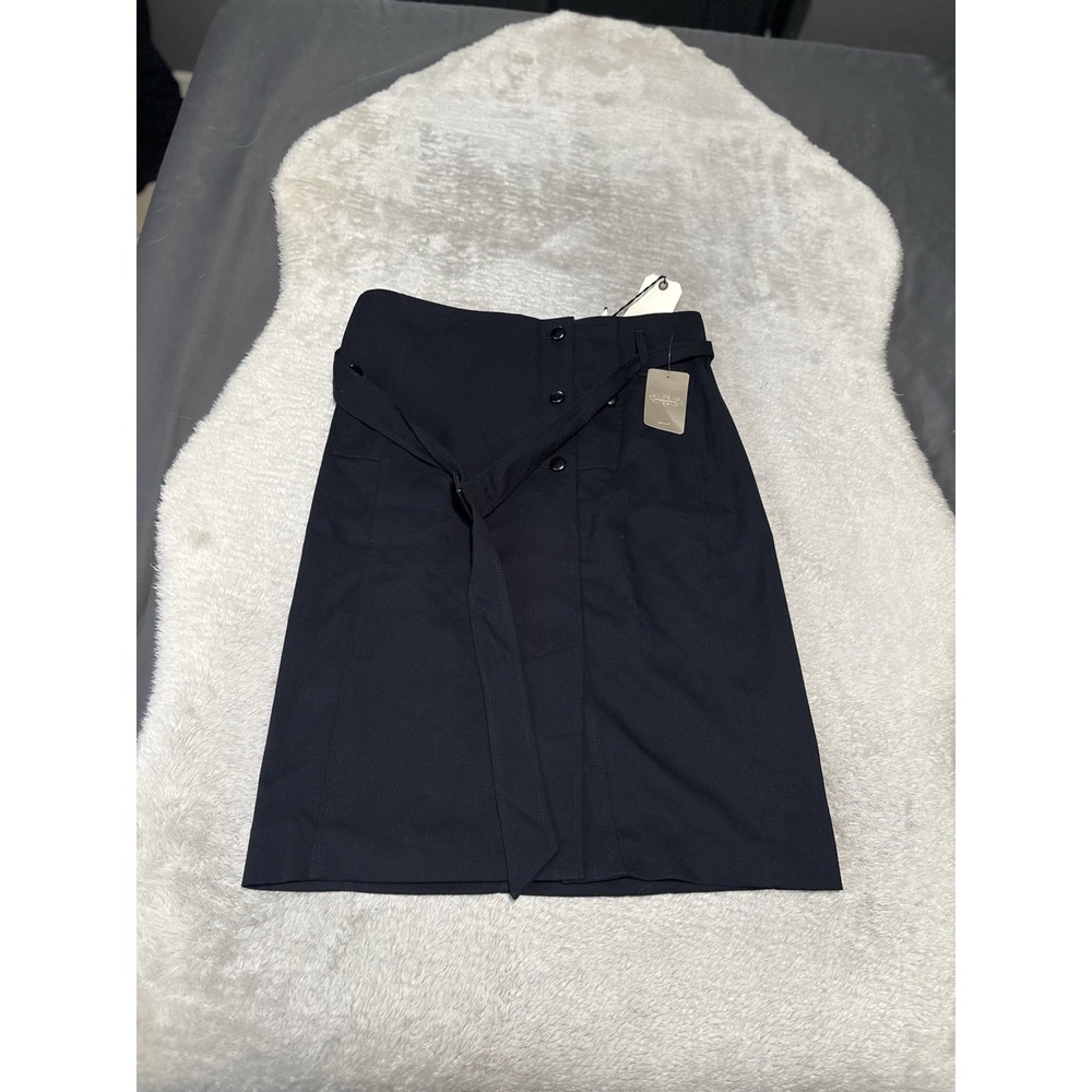 New Cartoonier Anthropology Navy Skirt Womens Size 14 Belted‎ Midi NWT